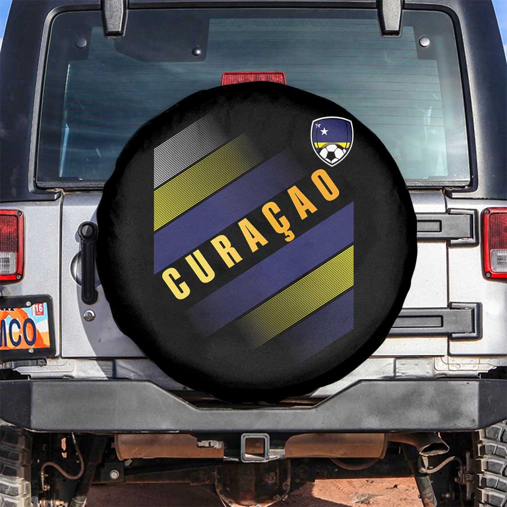 Curaçao Soccer Flag Stripe Jersey Style Spare Tire Cover Football Fans Pride Support