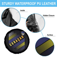 Curaçao Soccer Flag Stripe Jersey Style Spare Tire Cover Football Fans Pride Support