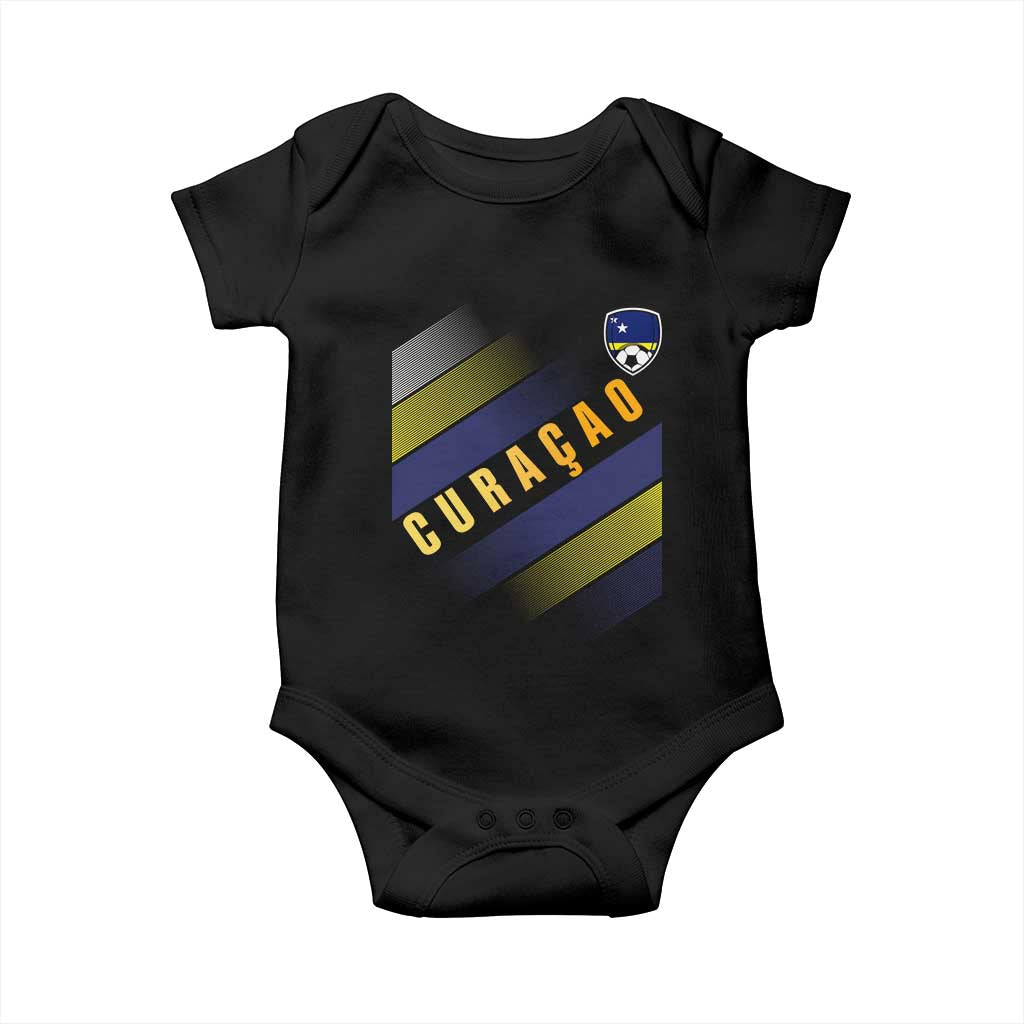 Curaçao Soccer Flag Stripe Jersey Style Baby Onesie Football Fans Pride Support