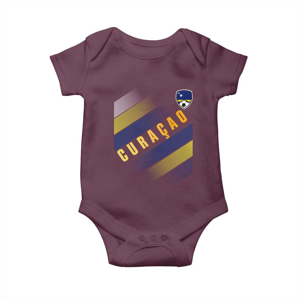 Curaçao Soccer Flag Stripe Jersey Style Baby Onesie Football Fans Pride Support