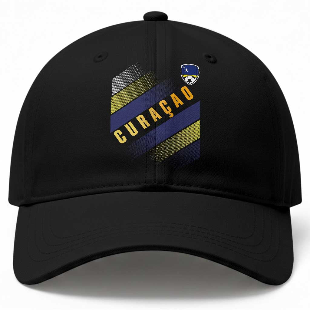 Curaçao Soccer Flag Stripe Jersey Style Baseball Cap Football Fans Pride Support
