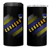 Curaçao Soccer Flag Stripe Jersey Style 4 in 1 Can Cooler Tumbler Football Fans Pride Support