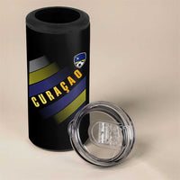 Curaçao Soccer Flag Stripe Jersey Style 4 in 1 Can Cooler Tumbler Football Fans Pride Support