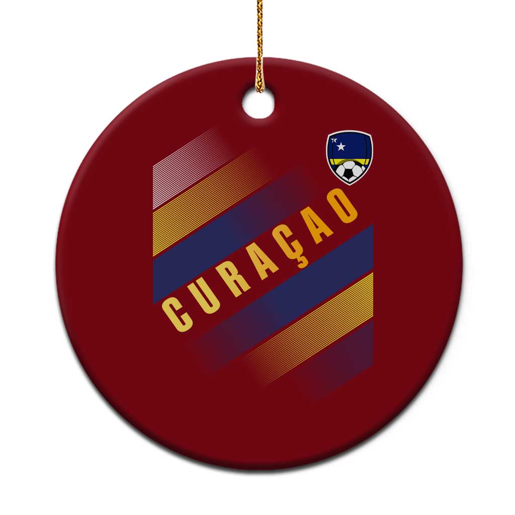Curaçao Soccer Flag Stripe Jersey Style Ceramic Ornament Football Fans Pride Support