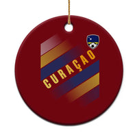 Curaçao Soccer Flag Stripe Jersey Style Ceramic Ornament Football Fans Pride Support