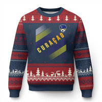 Curaçao Soccer Flag Stripe Jersey Style Ugly Christmas Sweater Football Fans Pride Support