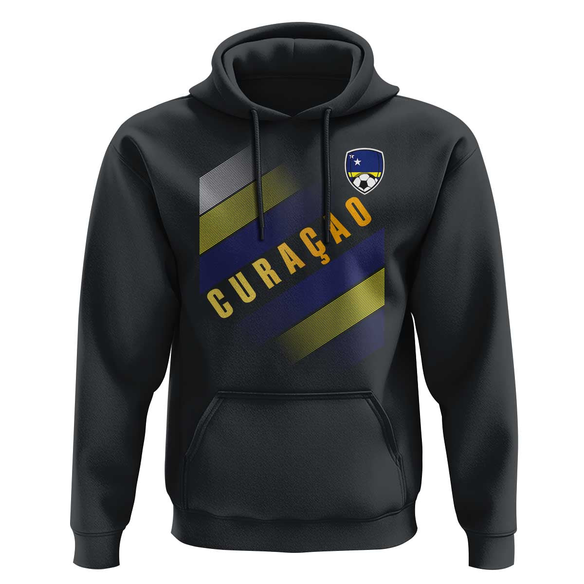 Curaçao Soccer Flag Stripe Jersey Style Hoodie Football Fans Pride Support