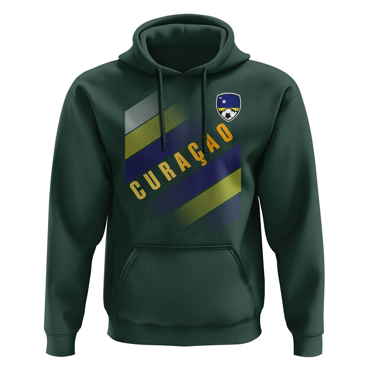 Curaçao Soccer Flag Stripe Jersey Style Hoodie Football Fans Pride Support