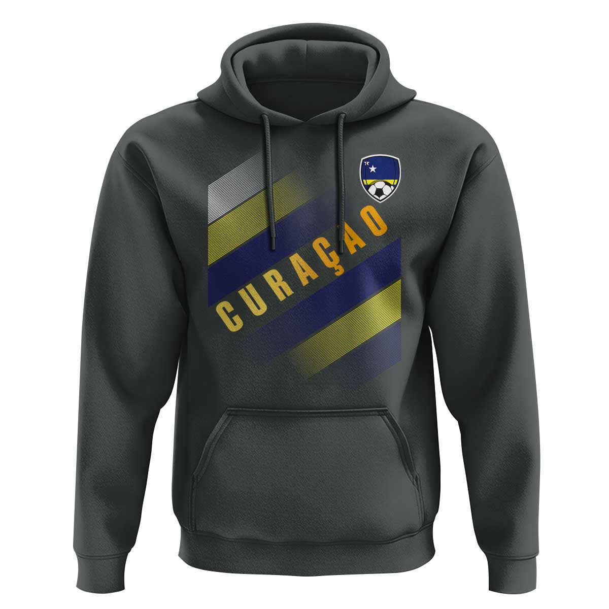 Curaçao Soccer Flag Stripe Jersey Style Hoodie Football Fans Pride Support