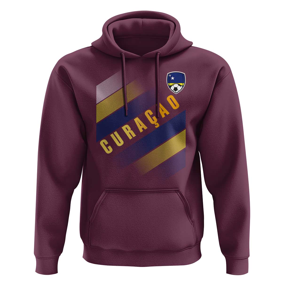 Curaçao Soccer Flag Stripe Jersey Style Hoodie Football Fans Pride Support