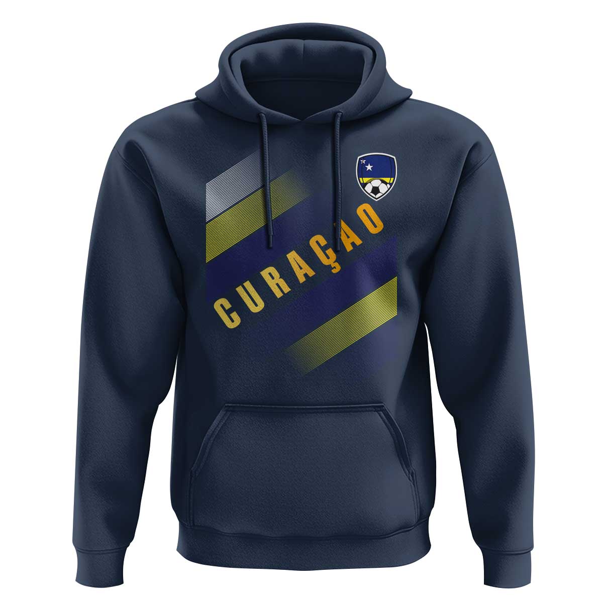 Curaçao Soccer Flag Stripe Jersey Style Hoodie Football Fans Pride Support