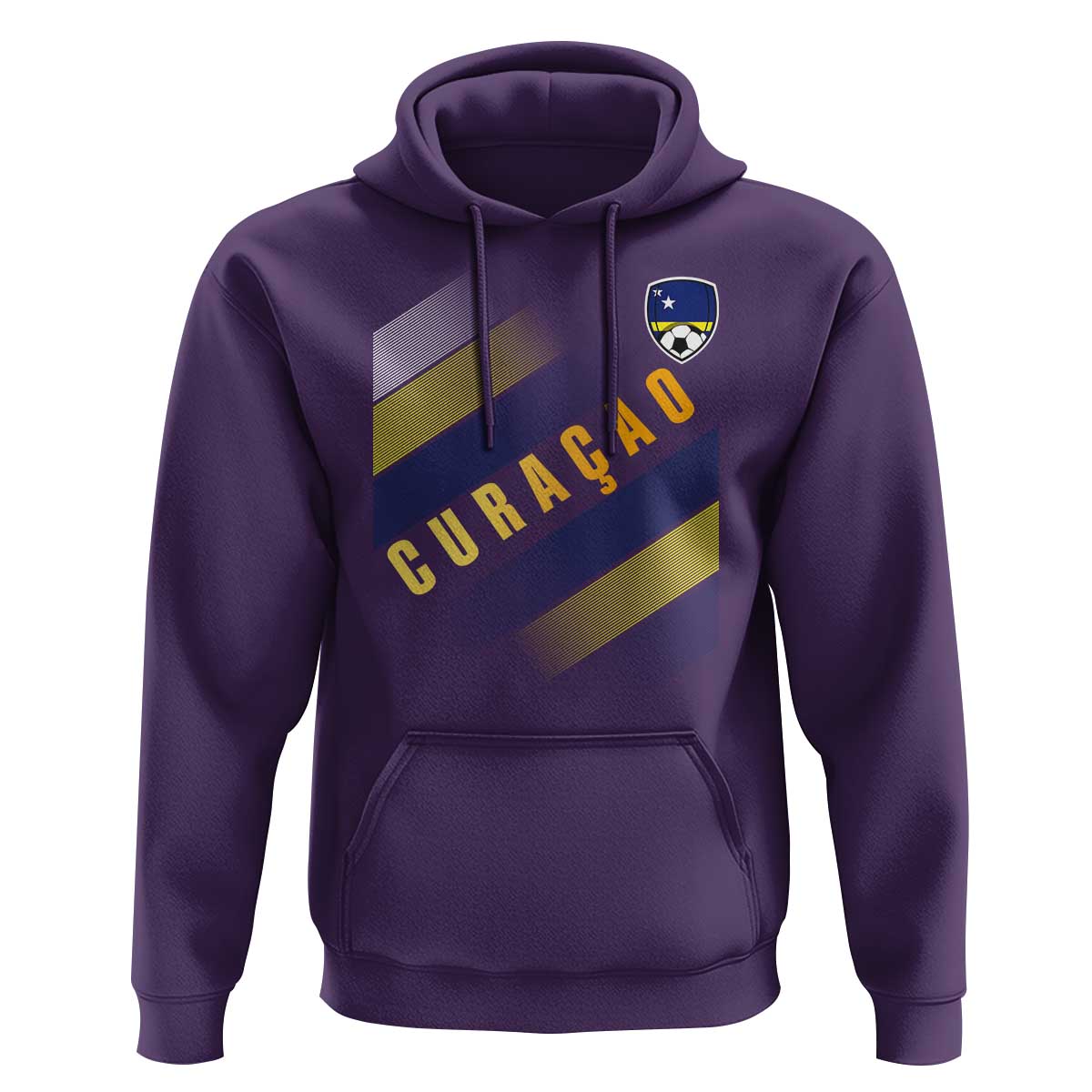 Curaçao Soccer Flag Stripe Jersey Style Hoodie Football Fans Pride Support