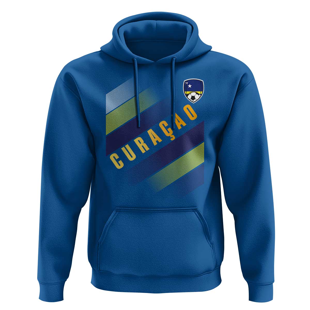 Curaçao Soccer Flag Stripe Jersey Style Hoodie Football Fans Pride Support