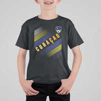 Curaçao Soccer Flag Stripe Jersey Style T Shirt For Kid Football Fans Pride Support