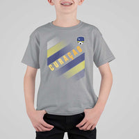 Curaçao Soccer Flag Stripe Jersey Style T Shirt For Kid Football Fans Pride Support