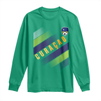 Curaçao Soccer Flag Stripe Jersey Style Long Sleeve Shirt Football Fans Pride Support