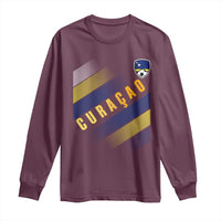 Curaçao Soccer Flag Stripe Jersey Style Long Sleeve Shirt Football Fans Pride Support