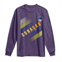 Curaçao Soccer Flag Stripe Jersey Style Long Sleeve Shirt Football Fans Pride Support