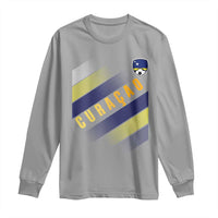 Curaçao Soccer Flag Stripe Jersey Style Long Sleeve Shirt Football Fans Pride Support