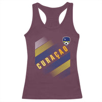 Curaçao Soccer Flag Stripe Jersey Style Racerback Tank Top Football Fans Pride Support