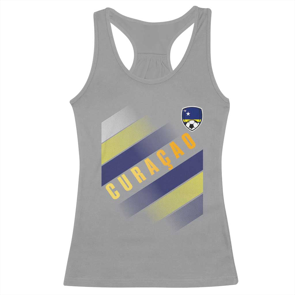 Curaçao Soccer Flag Stripe Jersey Style Racerback Tank Top Football Fans Pride Support
