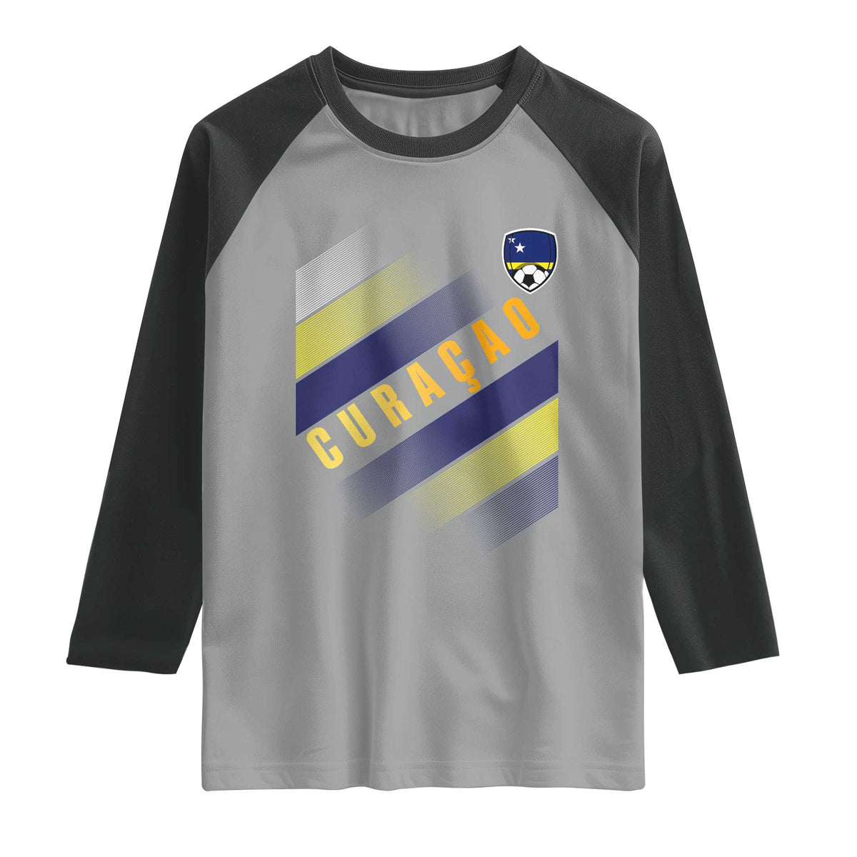 Curaçao Soccer Flag Stripe Jersey Style Raglan Shirt Football Fans Pride Support