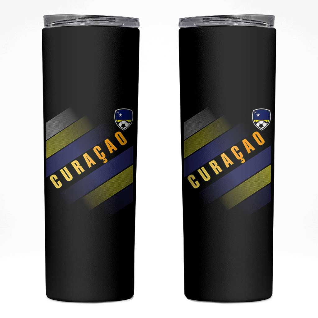 Curaçao Soccer Flag Stripe Jersey Style Skinny Tumbler Football Fans Pride Support