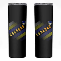 Curaçao Soccer Flag Stripe Jersey Style Skinny Tumbler Football Fans Pride Support