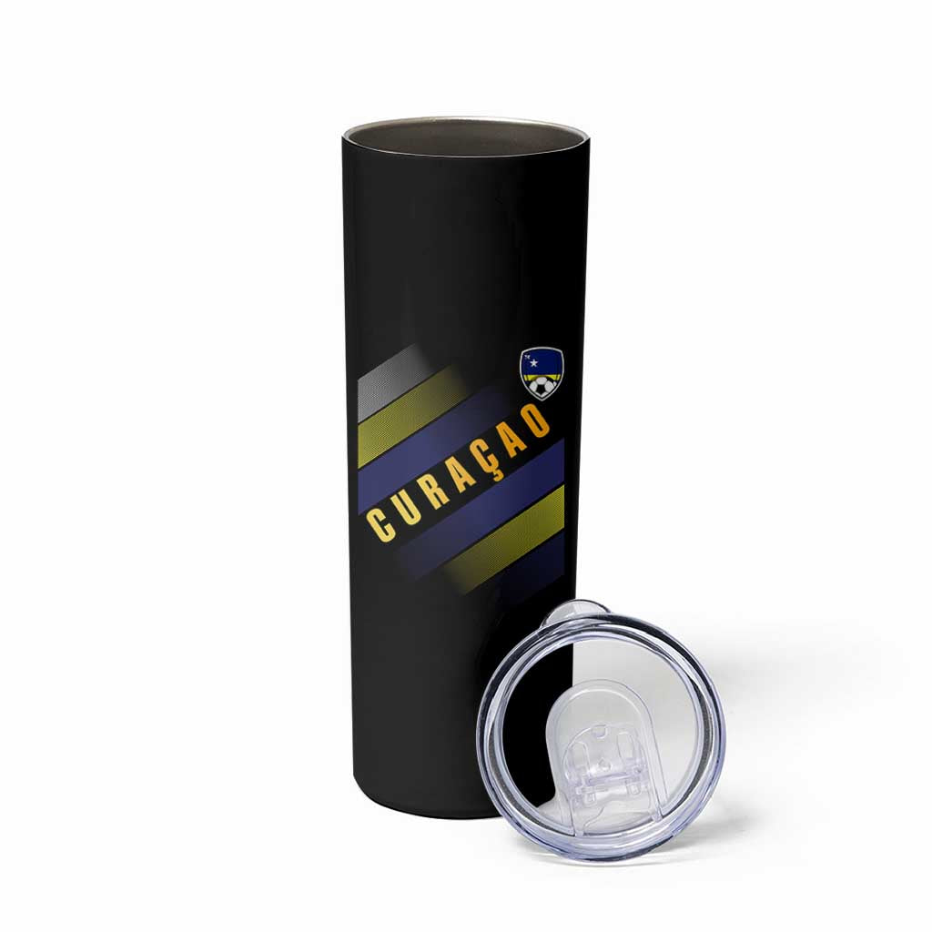Curaçao Soccer Flag Stripe Jersey Style Skinny Tumbler Football Fans Pride Support