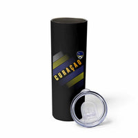 Curaçao Soccer Flag Stripe Jersey Style Skinny Tumbler Football Fans Pride Support