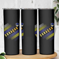 Curaçao Soccer Flag Stripe Jersey Style Skinny Tumbler Football Fans Pride Support