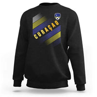 Curaçao Soccer Flag Stripe Jersey Style Sweatshirt Football Fans Pride Support
