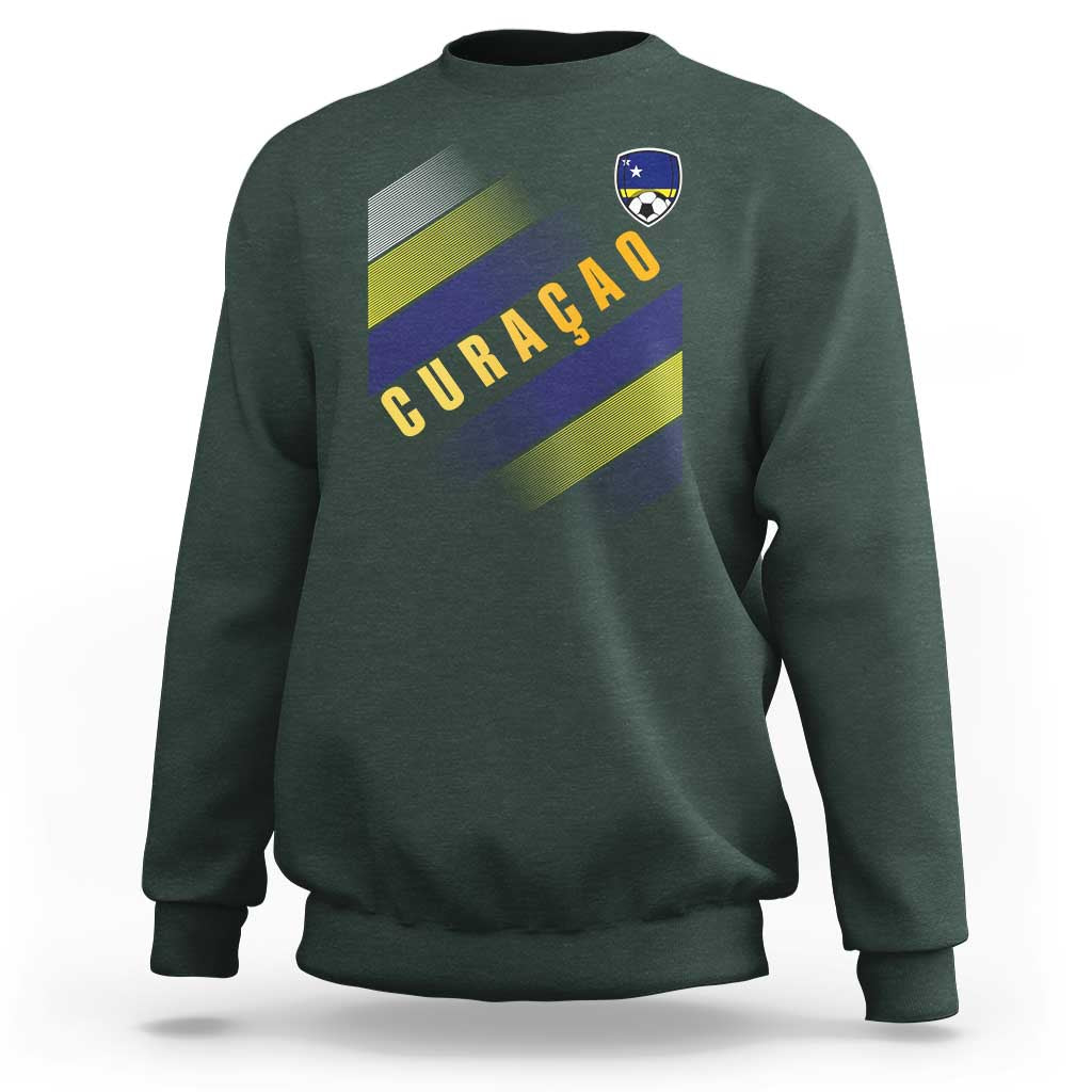 Curaçao Soccer Flag Stripe Jersey Style Sweatshirt Football Fans Pride Support