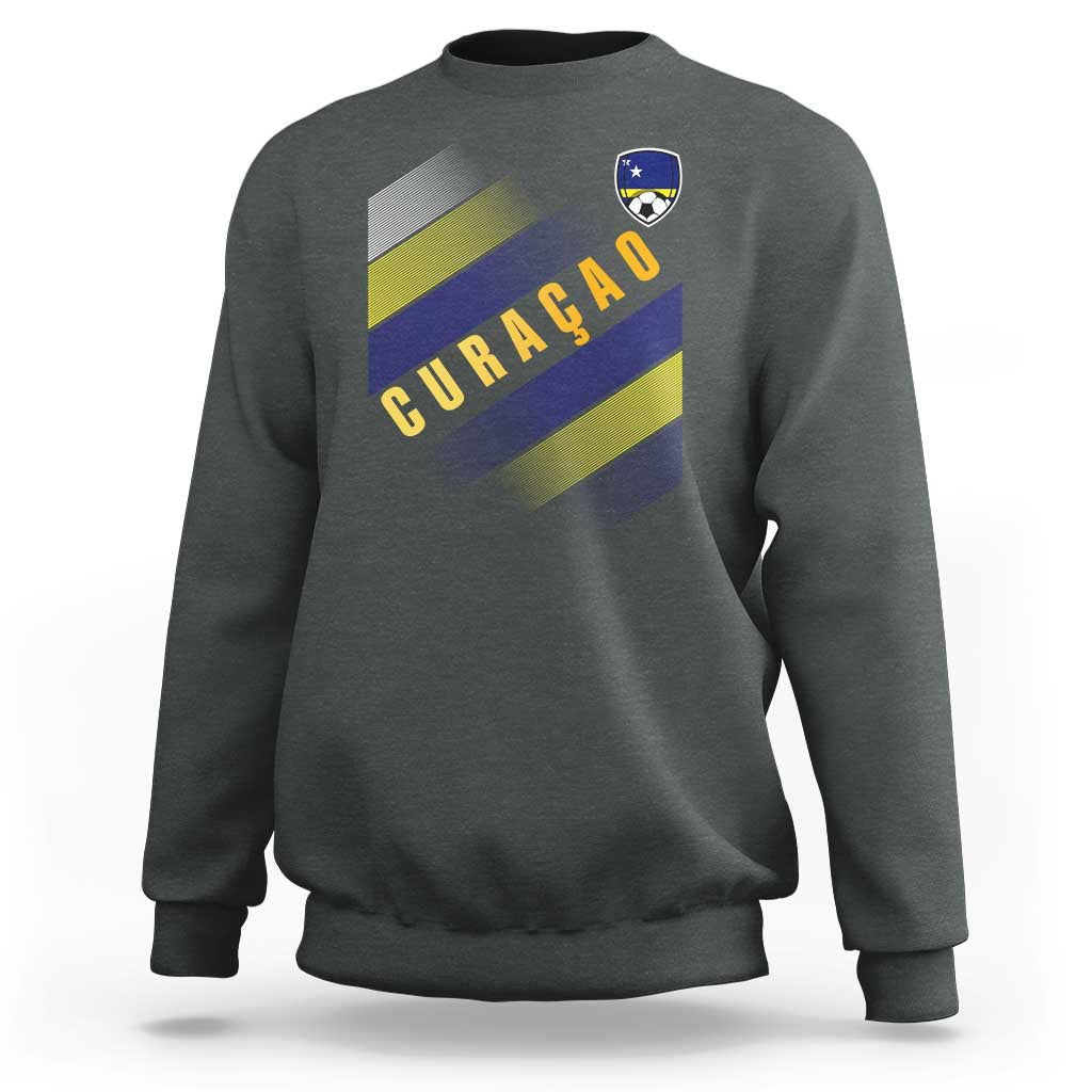 Curaçao Soccer Flag Stripe Jersey Style Sweatshirt Football Fans Pride Support
