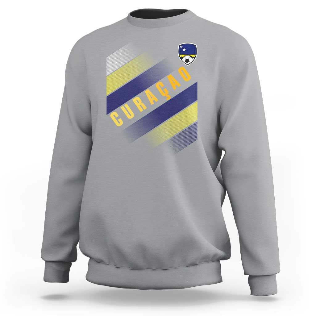 Curaçao Soccer Flag Stripe Jersey Style Sweatshirt Football Fans Pride Support