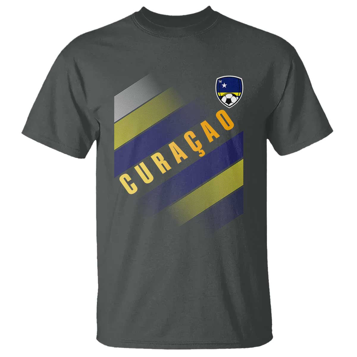 Curaçao Soccer Flag Stripe Jersey Style T Shirt Football Fans Pride Support