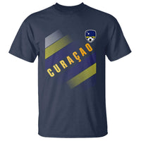 Curaçao Soccer Flag Stripe Jersey Style T Shirt Football Fans Pride Support