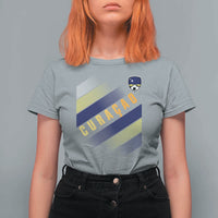 Curaçao Soccer Flag Stripe Jersey Style T Shirt For Women Football Fans Pride Support
