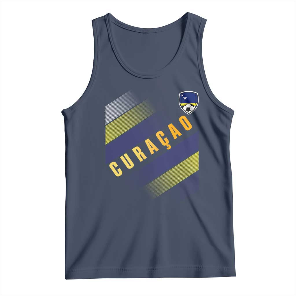 Curaçao Soccer Flag Stripe Jersey Style Tank Top Football Fans Pride Support