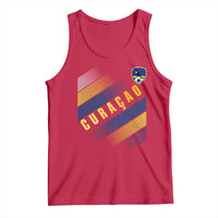 Curaçao Soccer Flag Stripe Jersey Style Tank Top Football Fans Pride Support