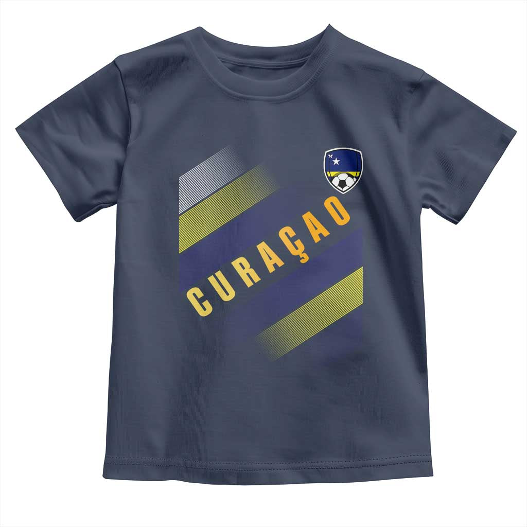 Curaçao Soccer Flag Stripe Jersey Style Toddler T Shirt Football Fans Pride Support