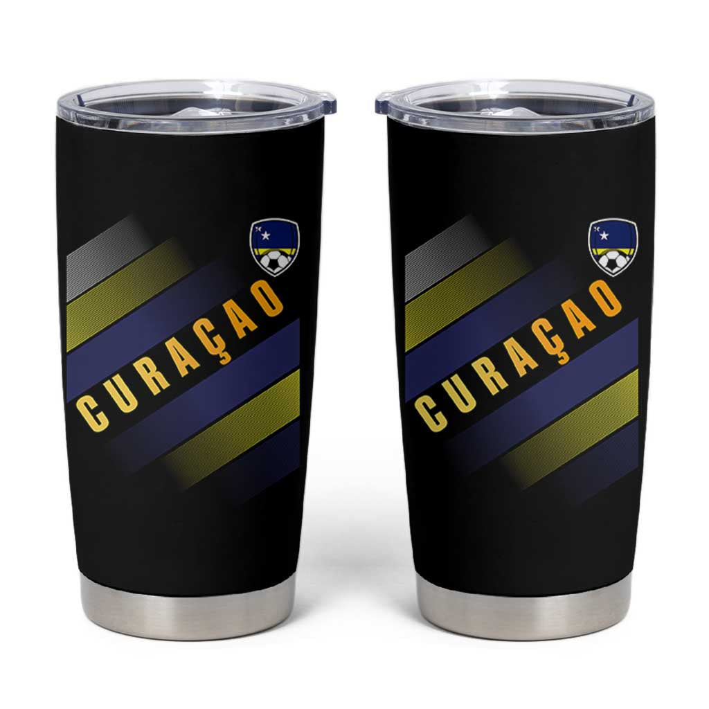 Curaçao Soccer Flag Stripe Jersey Style Tumbler Cup Football Fans Pride Support