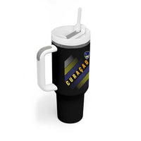 Curaçao Soccer Flag Stripe Jersey Style Tumbler With Handle Football Fans Pride Support
