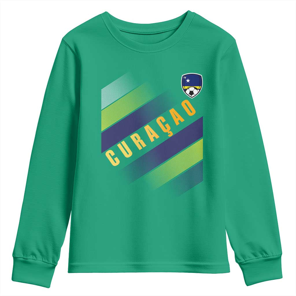 Curaçao Soccer Flag Stripe Jersey Style Youth Sweatshirt Football Fans Pride Support