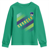 Curaçao Soccer Flag Stripe Jersey Style Youth Sweatshirt Football Fans Pride Support
