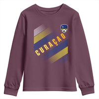 Curaçao Soccer Flag Stripe Jersey Style Youth Sweatshirt Football Fans Pride Support