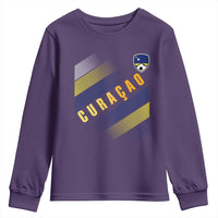 Curaçao Soccer Flag Stripe Jersey Style Youth Sweatshirt Football Fans Pride Support