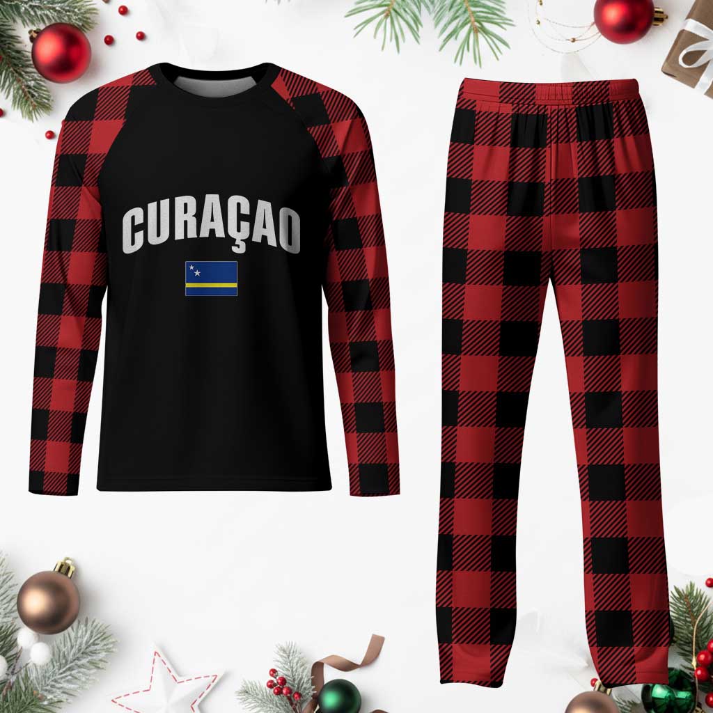 Curaçao National Flag Classic Heritage Plaid Pajama Set Caribbean Pride Souvenir
