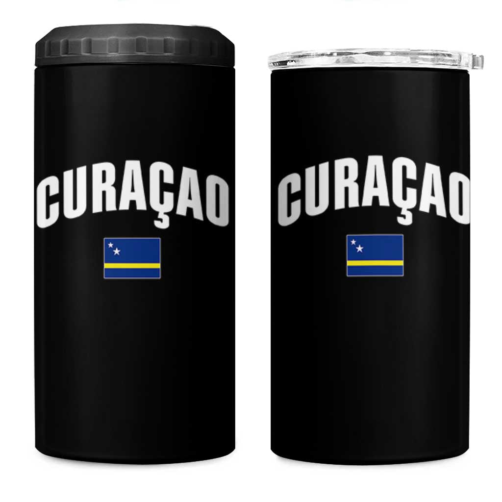 Curaçao National Flag Classic Heritage 4 in 1 Can Cooler Tumbler Caribbean Pride Souvenir