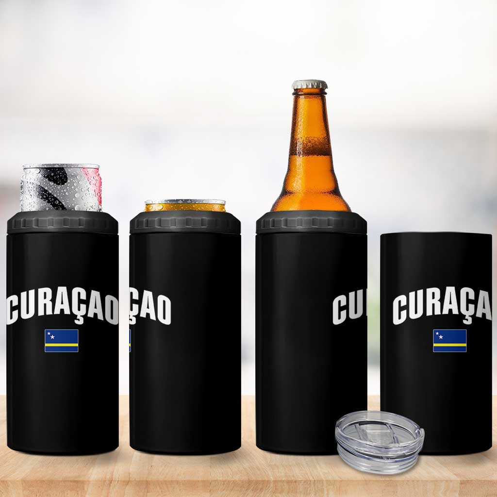 Curaçao National Flag Classic Heritage 4 in 1 Can Cooler Tumbler Caribbean Pride Souvenir